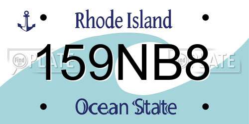 159NB8 Rhode Island License Plate