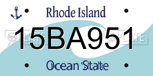 15BA951 Rhode Island License Plate
