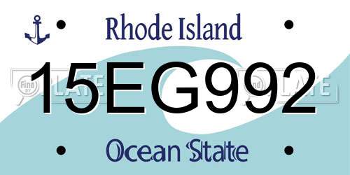15EG992 Rhode Island License Plate