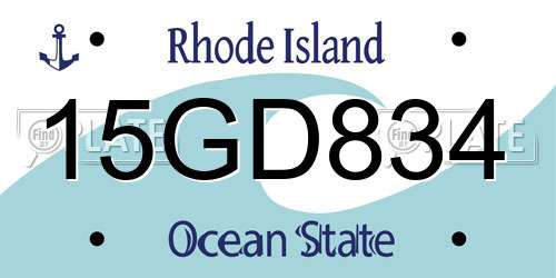 15GD834 Rhode Island License Plate