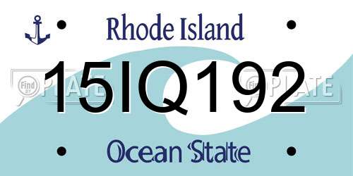 15IQ192 Rhode Island License Plate