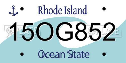 15OG852 Rhode Island License Plate