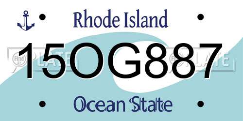 15OG887 Rhode Island License Plate