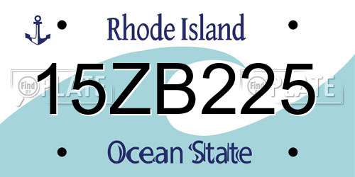 15ZB225 Rhode Island License Plate