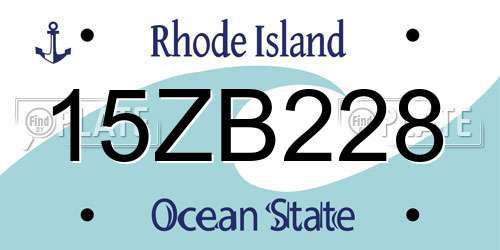 15ZB228 Rhode Island License Plate