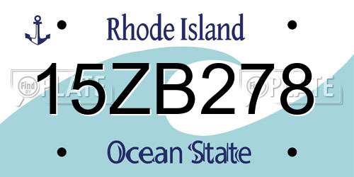 15ZB278 Rhode Island License Plate