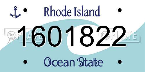 1601822 Rhode Island License Plate