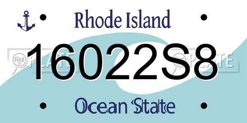 16022S8 Rhode Island License Plate