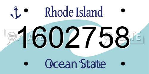 1602758 Rhode Island License Plate