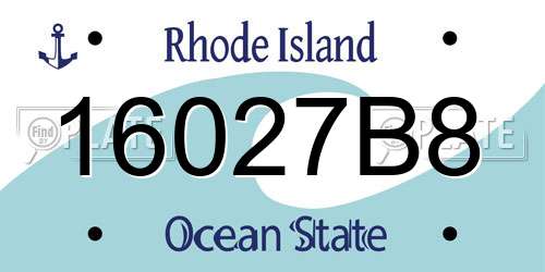 16027B8 Rhode Island License Plate