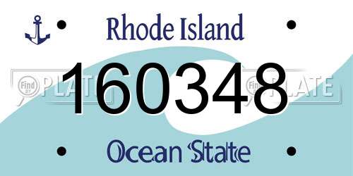 160348 Rhode Island License Plate