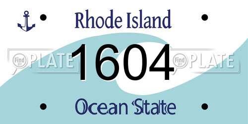 1604 Rhode Island License Plate