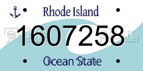 1607258 Rhode Island License Plate
