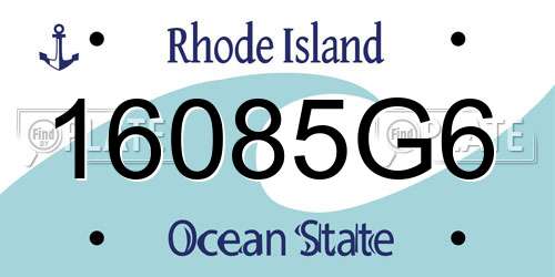 16085G6 Rhode Island License Plate
