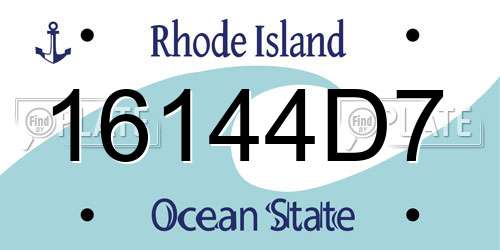 16144D7 Rhode Island License Plate