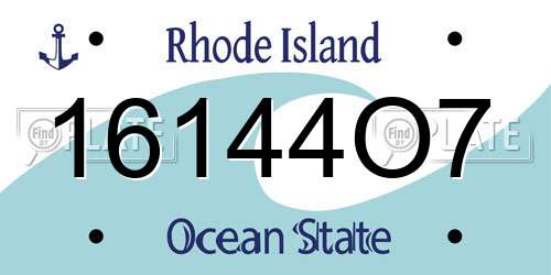 16144O7 Rhode Island License Plate