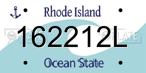162212L Rhode Island License Plate