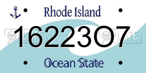16223O7 Rhode Island License Plate