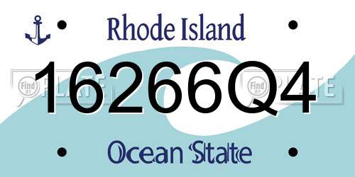 16266Q4 Rhode Island License Plate