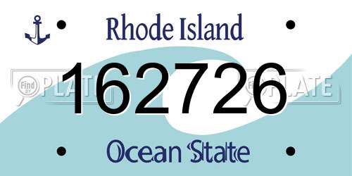 162726 Rhode Island License Plate