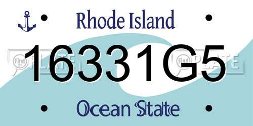 16331G5 Rhode Island License Plate