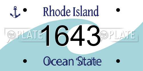 1643 Rhode Island License Plate
