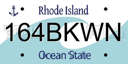 164BKWN Rhode Island License Plate
