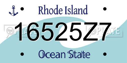 16525Z7 Rhode Island License Plate