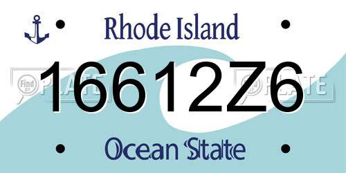 16612Z6 Rhode Island License Plate