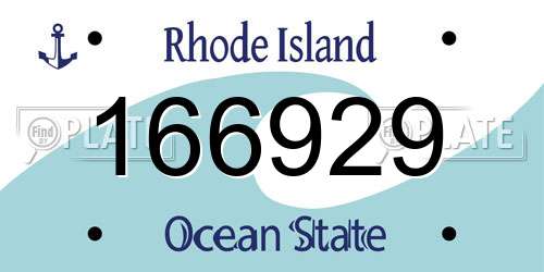 166929 Rhode Island License Plate