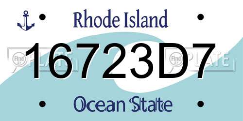 16723D7 Rhode Island License Plate