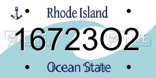 16723O2 Rhode Island License Plate