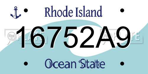 16752A9 Rhode Island License Plate