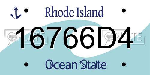 16766D4 Rhode Island License Plate