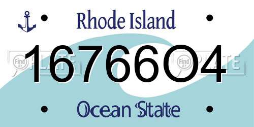 16766O4 Rhode Island License Plate