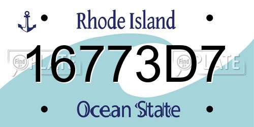 16773D7 Rhode Island License Plate
