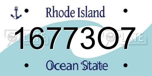 16773O7 Rhode Island License Plate