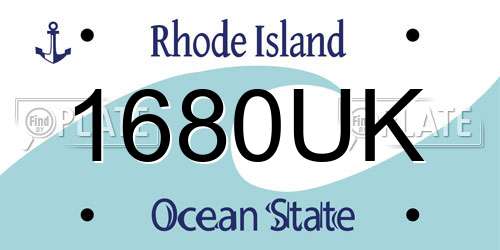 1680UK Rhode Island License Plate