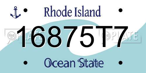 16875T7 Rhode Island License Plate