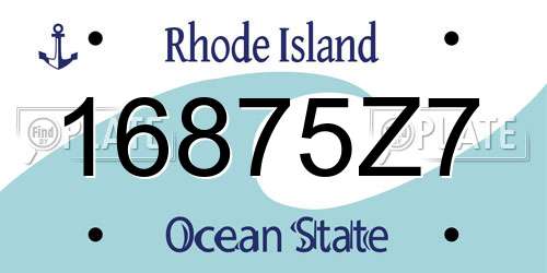 16875Z7 Rhode Island License Plate