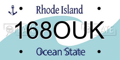 168OUK Rhode Island License Plate
