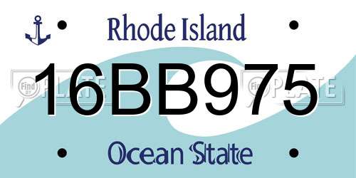 16BB975 Rhode Island License Plate