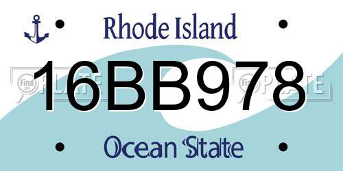 16BB978 Rhode Island License Plate