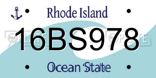 16BS978 Rhode Island License Plate