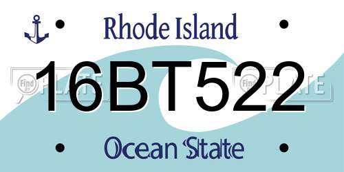 16BT522 Rhode Island License Plate