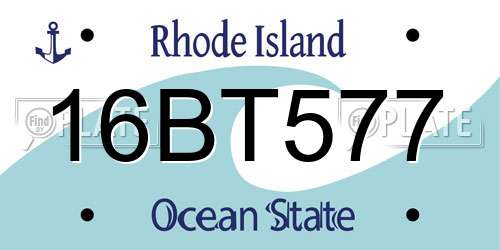 16BT577 Rhode Island License Plate