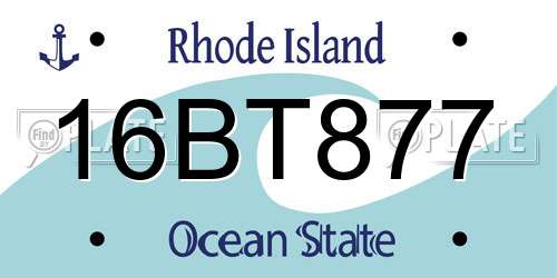 16BT877 Rhode Island License Plate