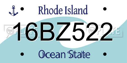 16BZ522 Rhode Island License Plate