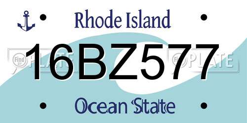 16BZ577 Rhode Island License Plate