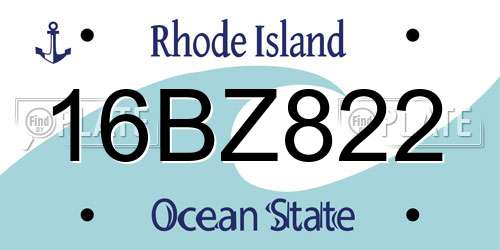 16BZ822 Rhode Island License Plate